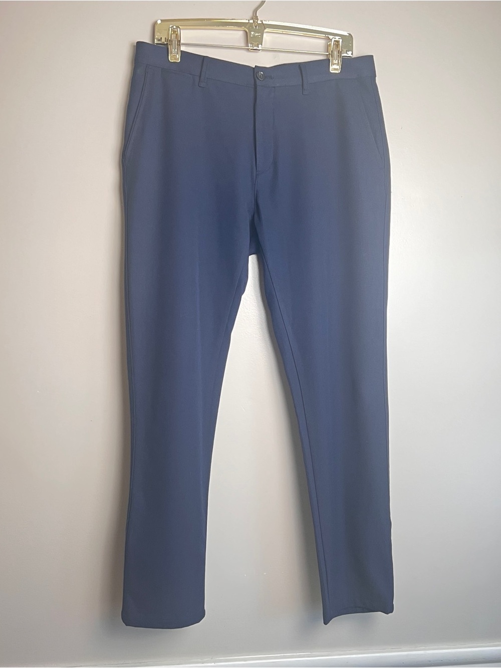Zara Trousers Mens 32 Minimalist Stretch Slim Fit Navy Blue Professional, EUC